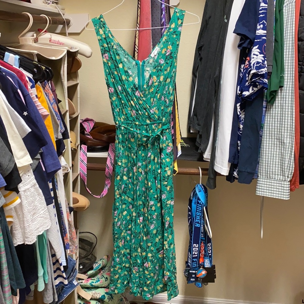 Green/floral romper.